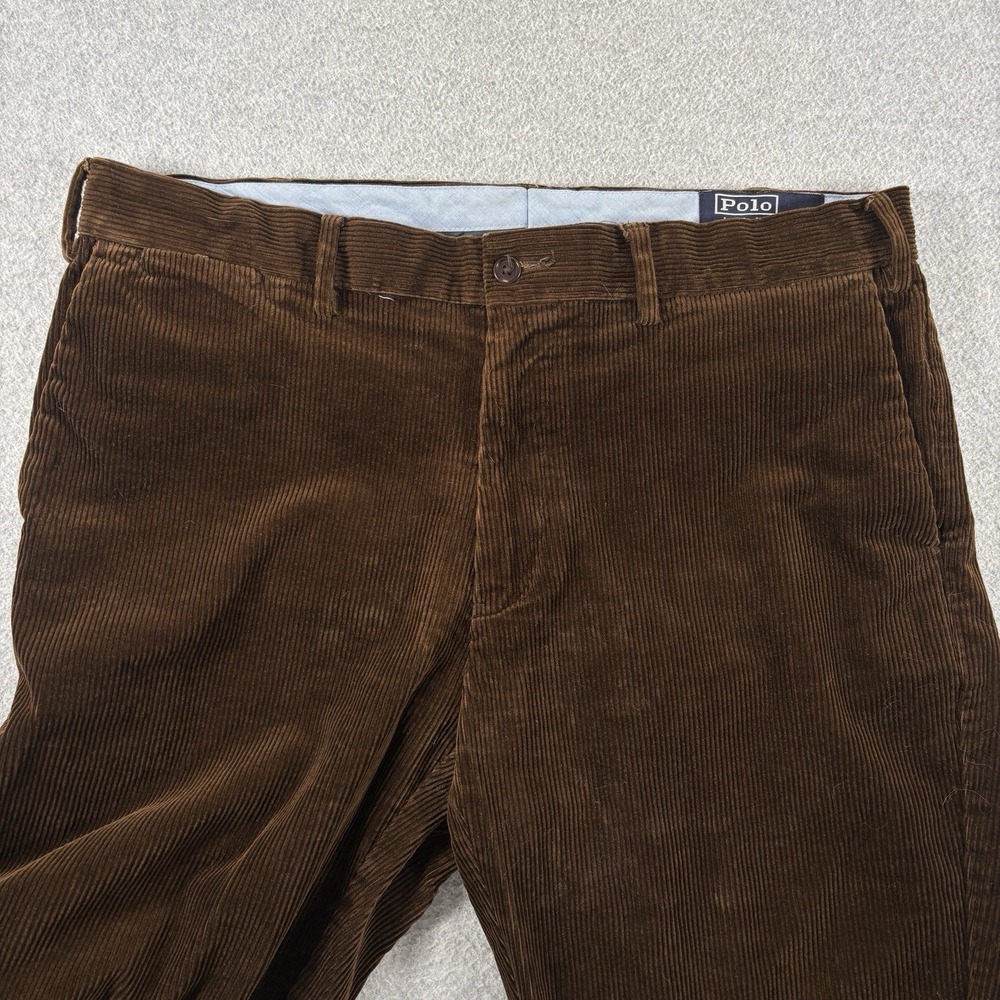Polo Ralph Lauren Corduroy Pants Men 36x34 (inseam 33) Brown Classic Fit Stretch - Picture 5 of 14